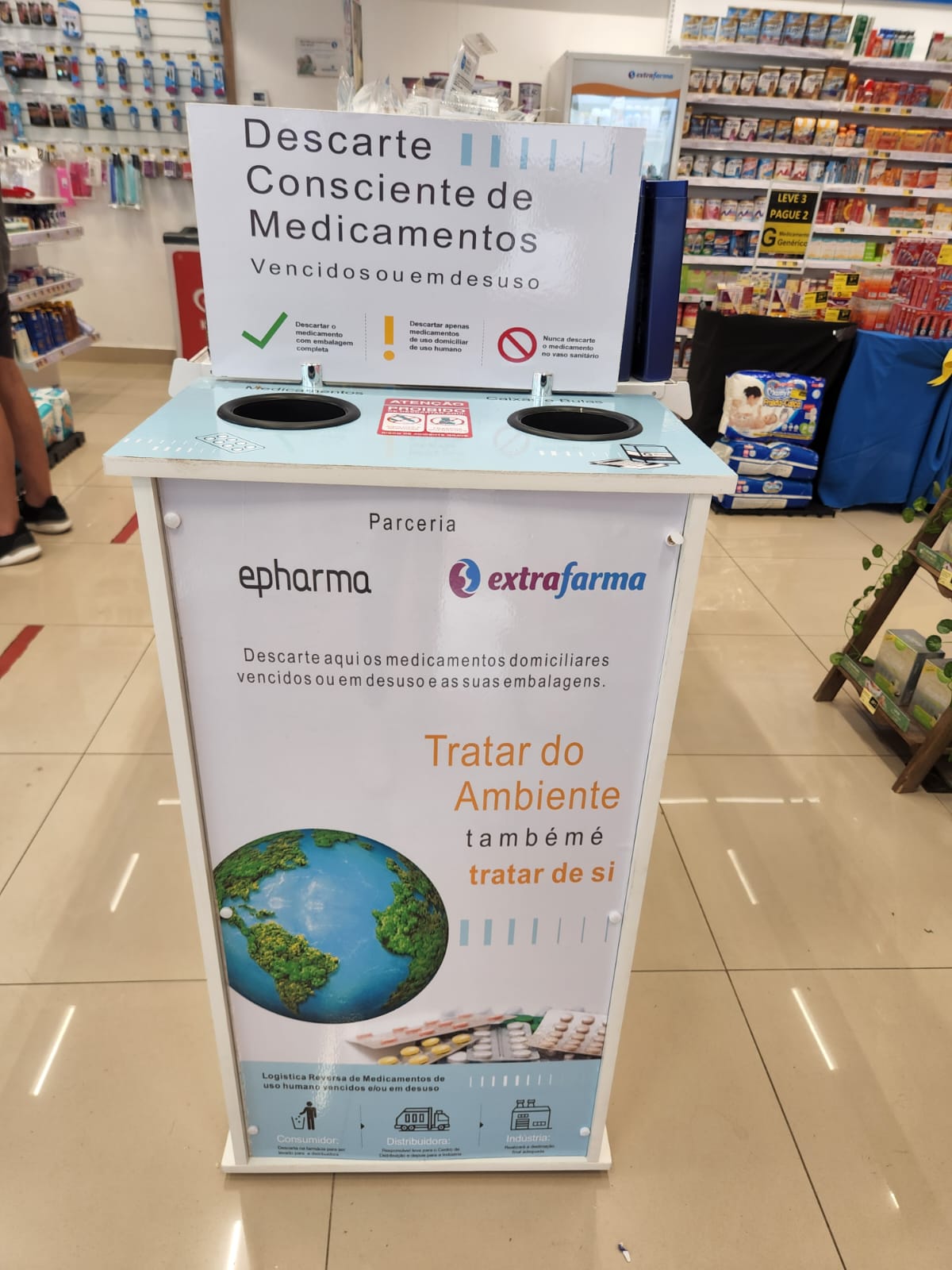 Descartometro, ponto de despejo dos medicamentos na Extrafarma